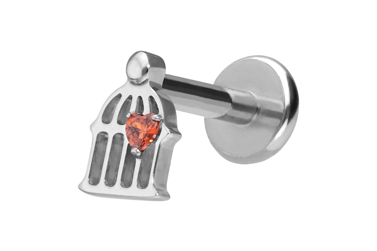 Titan Labret Piercing mit Push Fit KÄFIG